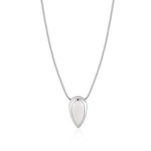 Collier chaîne serpent en argent sterling S925 avec un pendentif goutte d'eau blanche