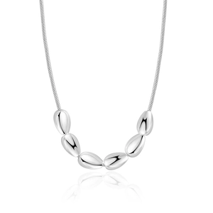 Collier minimaliste en argent 925 avec sept perles lisses sur une chaîne serpent fine