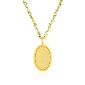 Minimalist 925 sterling silver oval pendant necklace with elegant matte gold finish