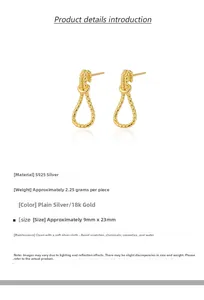 Detailansicht der 18k vergoldeten S925 Silberknoten-Ohrringe mit gedrehtem Seil-Design