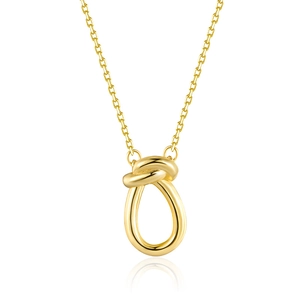 Elegant 925 sterling silver knot pendant necklace with a polished gold finish for women