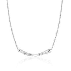 Collier en argent sterling S925 minimaliste avec pendentif long en métal liquide