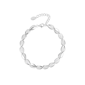 Minimalist S925 sterling silver bead bracelet with smooth mirror finish and lobster clasp
