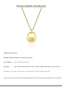 Macro detail of 18k gold plated 925 silver necklace with 10mm hollow pendant and box chain