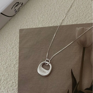 Minimalist 925 sterling silver necklace with matte bliss pendant and delicate chain