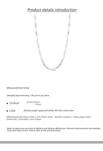 Detailed specs of S925 sterling silver lip necklace with 40+5cm adjustable chain length