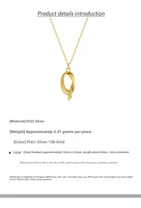 Detail of S925 silver necklace featuring an abstract oval pendant with matte gold finish