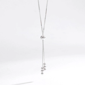 Collana in Argento Sterling S925 Con Nappina Geometrica Catena Veneziana da Donna Regolabile Perla Rotonda Gioielli