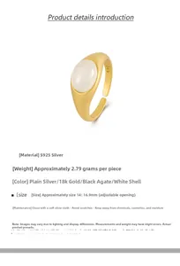 S925 silver ring detail featuring adjustable open band and white chalcedony gemstone