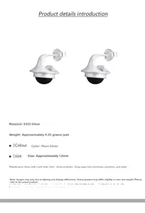 Détail de boucles d'oreilles en argent S925 avec agate noire et fiche technique