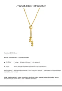 Dettaglio della collana regolabile in argento S925 con placcatura oro 18K e perle