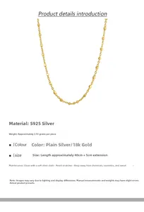 Detail of S925 sterling silver geometric bead necklace with 40cm plus 5cm extender