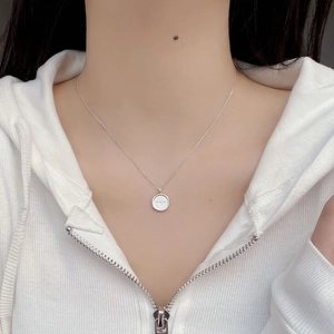 925 sterling silver necklace with matte circular 'All My Love' pendant on delicate O-chain