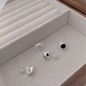 Boucles d'Oreilles Clous en Argent Sterling 925 avec Agate Rétro Français Finition Mate Minimaliste Gouttes d'Oreille Femme Bijoux