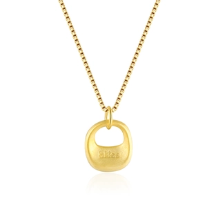 Minimalist 925 sterling silver necklace with matte bliss letter pebble pendant
