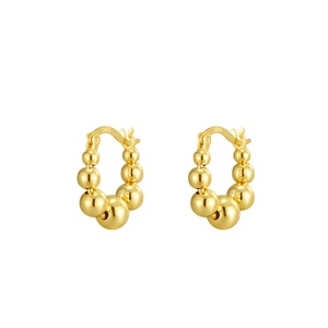 Boucles d'oreilles créoles géométriques en argent S925 avec perles dorées de luxe