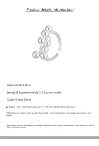 Detailed specs of S925 sterling silver beaded ring featuring size and 3.53g weight details