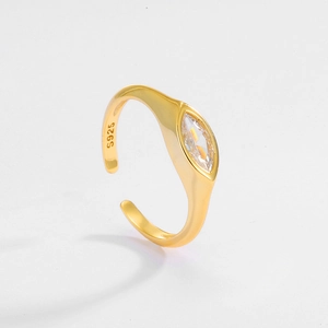 S925 Sterling Silver Marquise Zirconia Open Adjustable Ring For Women Premium Minimalist Design Niche Fashion Jewelry Finger Ring