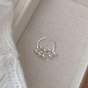 925 Sterling Silver Grape Beaded Open Ring Minimalist Polished Ball Cluster Adjustable Ring For Women High-End Jewelry Gift