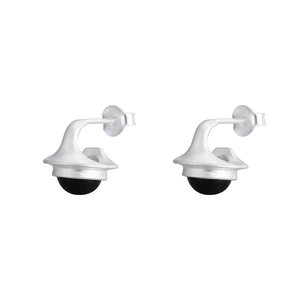 Boucles d'oreilles vintage en argent S925 avec finition mate et pendentifs agate noire