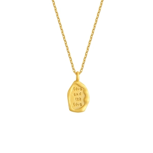Matte S925 sterling silver irregular gold necklace with Live and Let Live pendant