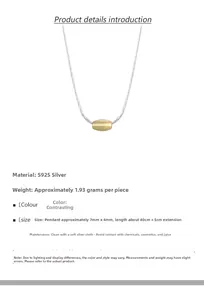 Detailed specs of S925 silver necklace with 7x4mm olive bead and 40+5cm chain