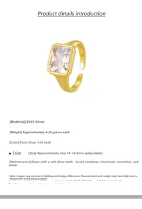 Detailed view of S925 sterling silver stamp and large zircon stone on gold ring