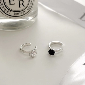 S925 Sterling Silver Ear Cuffs For Women Non Pierced Minimalist U Shaped Geometric Inlaid Rhinestone Korean Ins Style Jewelry