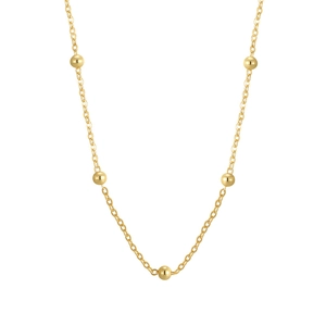 Elegant 925 sterling silver satellite chain necklace with golden round beads for women