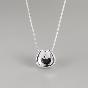 Minimalist S925 Sterling Silver Bean Pendant Necklace For Women Elegant Geometric Mirror Polish Clavicle Chain Jewelry Gift