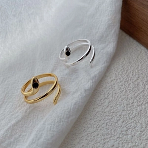 French vintage S925 silver snake wrap ring with diamonds in gold and silver finish