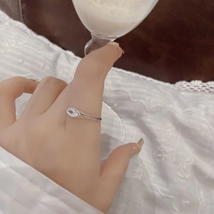 S925 sterling silver marquise zircon ring shown on hand with elegant minimalist design
