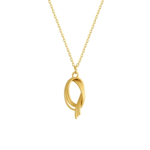 Minimalist S925 sterling silver matte gold necklace with twisted oval geometric pendant