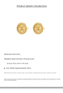 Detailed macro view of 10mm S925 sterling silver button earrings with woven edges