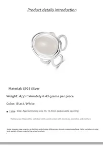 Macro detail of S925 sterling silver ring with natural white chalcedony gemstone inlay