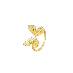 Anello aperto a farfalla in argento S925 dorato con texture raffinata per donna