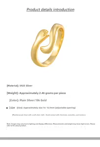 Détail du poinçon en argent massif S925 et du design d'étreinte réglable sur la bague