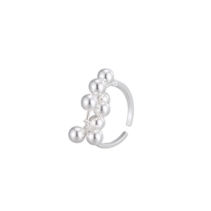 Elegant S925 sterling silver grape bead cluster open ring for women with adjustable band