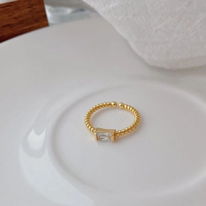 Anello Aperto in Corda Intrecciata in Argento Sterling S925 per Donna Anello Regolabile Minimalista con Strass Baguette Gioielli Oro Argento