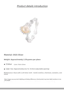 Macro detail of S925 sterling silver shell ring with pearl and precise weight measurement