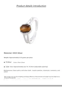 Detail of S925 sterling silver ring featuring a brown tiger eye stone and irregular texture