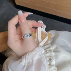 Natural aquamarine crystal ring in S925 sterling silver with an adjustable band for women