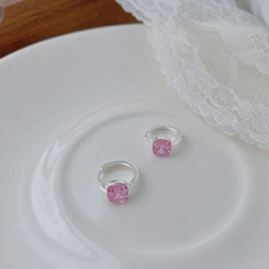 925 Argent Sterling Zirconia Rose Carré Créoles Géométrique Huggie Boucles d'Oreilles Pour Femmes Élégant Bijoux Cadeau