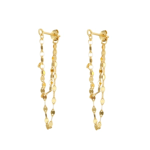 Elegant gold-plated S925 sterling silver long tassel earrings with shimmering metal sequins