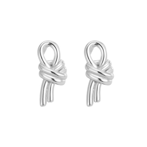 Minimalist S925 sterling silver knotted earrings with a polished double-layer line design