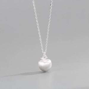 S925 Sterlingsilber Apfel Anhänger Halskette Für Damen Gebürstete Schlichte Silber Schlüsselbeinkette Minimalistischer Schmuck