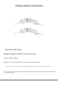 Detailed size specifications for 925 sterling silver bow knot stud earrings