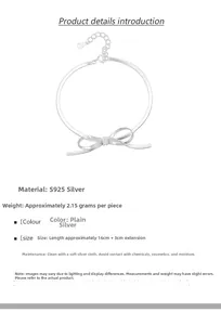 Detailed specifications of S925 sterling silver bow bracelet with 16cm plus 3cm extension