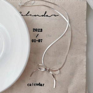 925 Sterling Silver Bowknot Necklace For Women Minimalist Ribbon Pendant Snake Chain Choker Elegant Dainty Fashion Jewelry Accessory