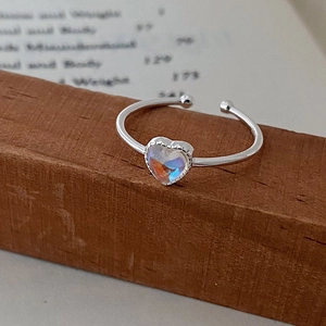 Anello Aperto a Cuore in Pietra di Luna Aurora Argento Sterling 925 Gioielli Minimalisti Regolabili per Donna Anello Elegante